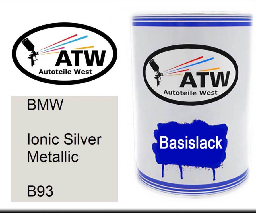 BMW, Ionic Silver Metallic, B93: 500ml Lackdose, von ATW Autoteile West.